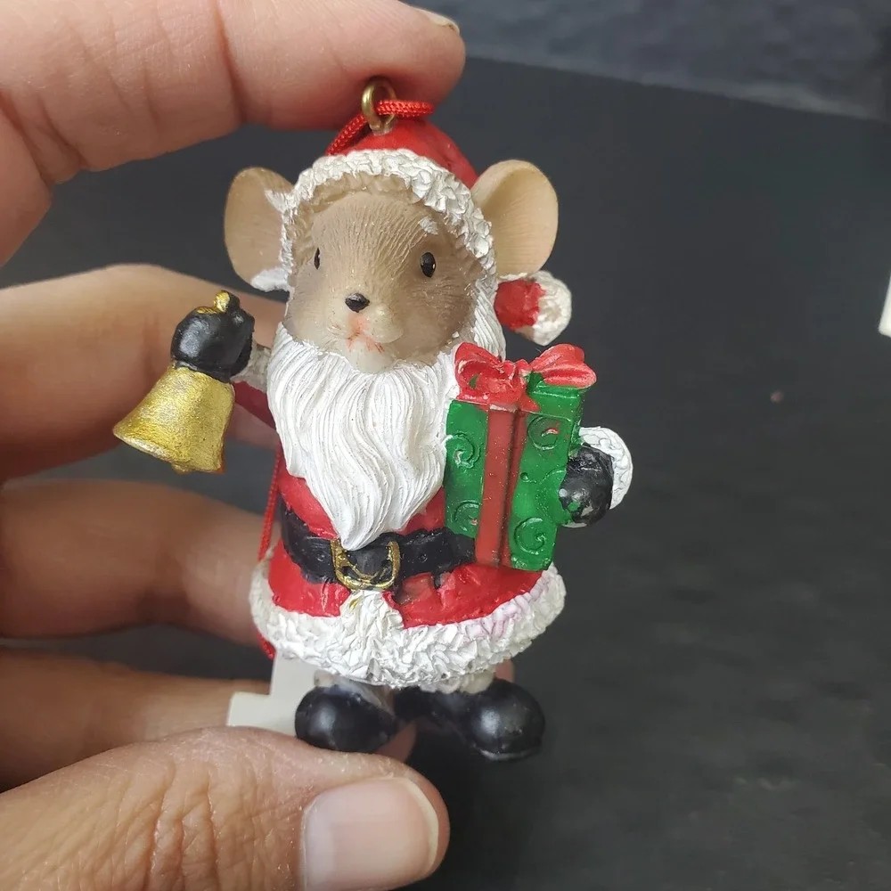 Resin Mouse 3 Pc Christmas Mouse Ornaments 2 1/2